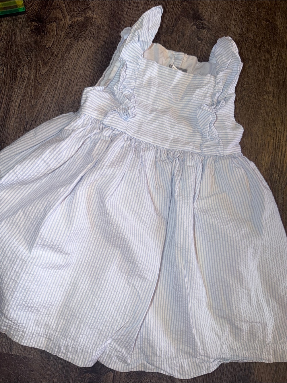 Light Blue & White Striped Ruffle Sundress for Girls